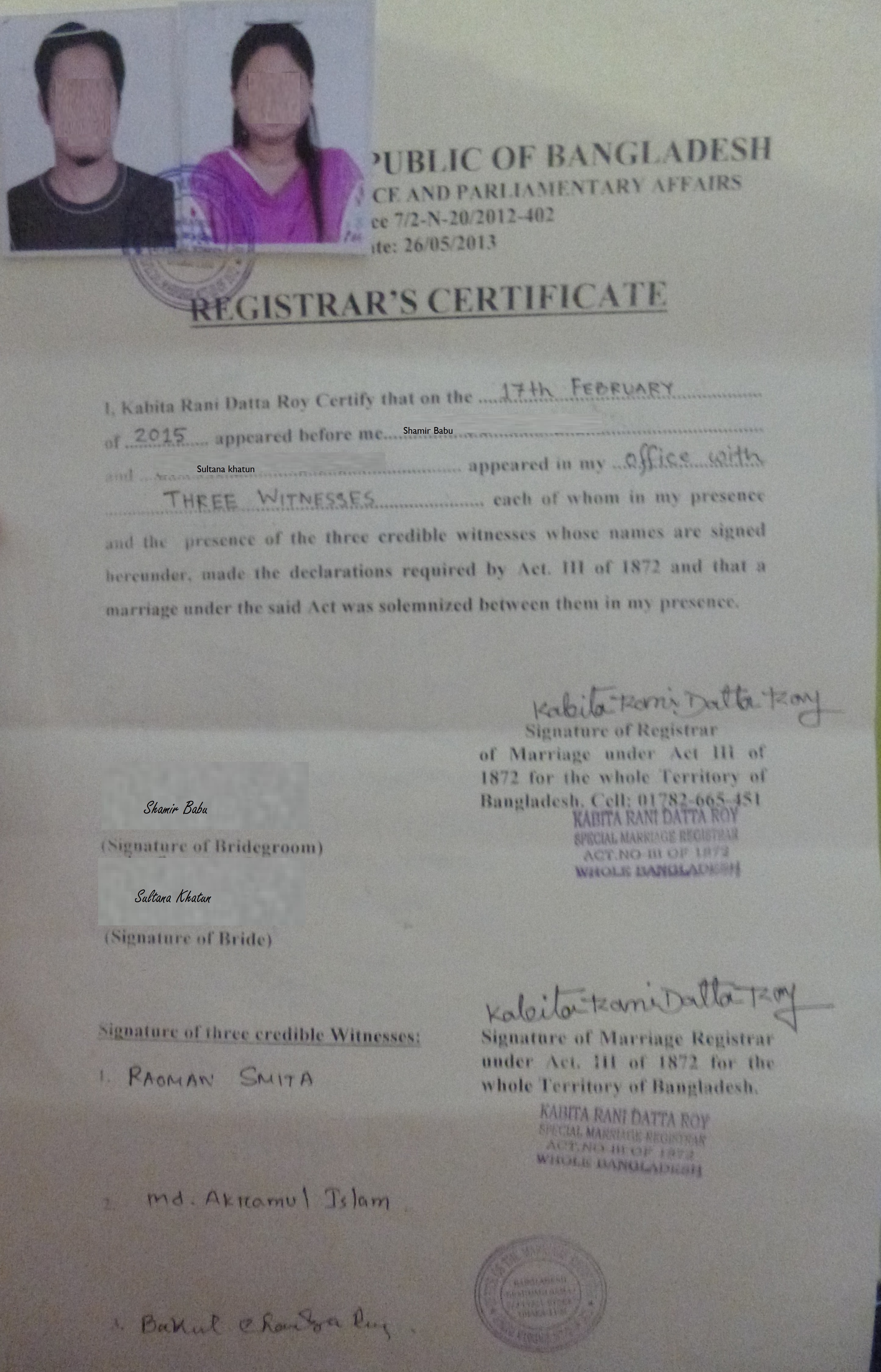 LAW THINKERS Special Marriage Registration Hindu Muslim